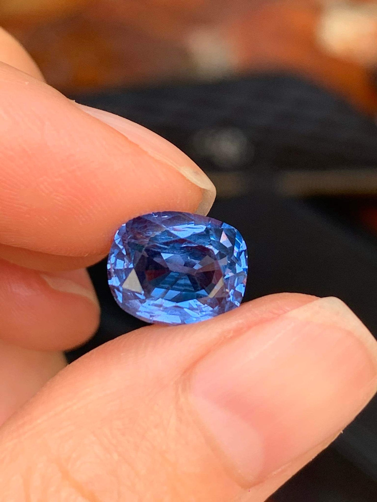 GIA certified 4.3 carat Color Changing Cobalt Spinel Ring set in 14k Yellow Gold